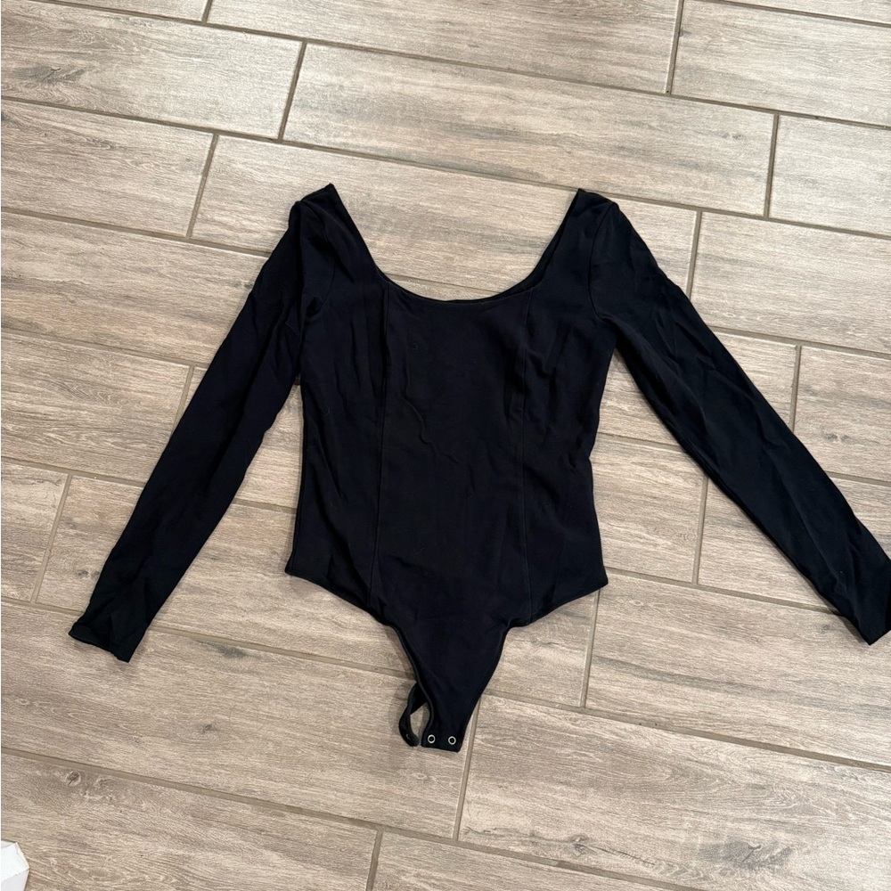 Abercrombie and Fitch Black Scoopneck Soft Bodysuit